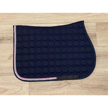  Equiline Saddle Pad Navy With 1 Dusty Pink Cord and Clear Rinestones - PONY