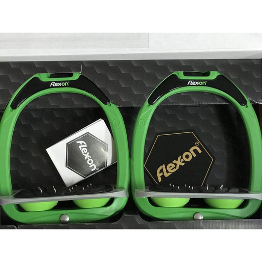 Boomerang Equestrian - Flex On Composite Stirrups Green Frame/Grey Tread/Green Springs Adult