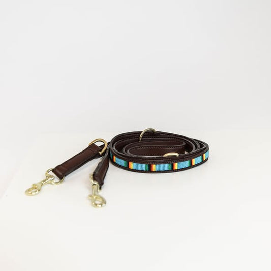Boomerang Equestrian - Kentucky Dog Lead Handmade Pearls Light Blue