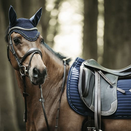 Boomerang Equestrian - Kentucky Fly Veil Long Stone & Pearl Navy