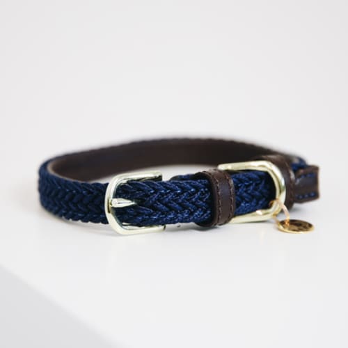 Kentucky Plaited Nylon Dog Collar Navy - Dog Collar