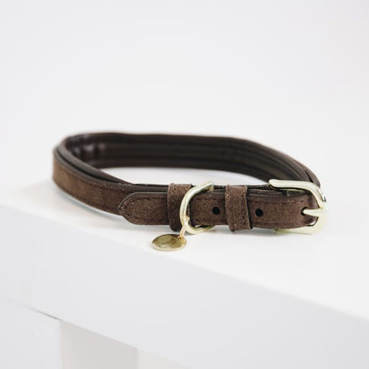 Boomerang Equestrian - Kentucky Velvet Leather Dog Collar Brown
