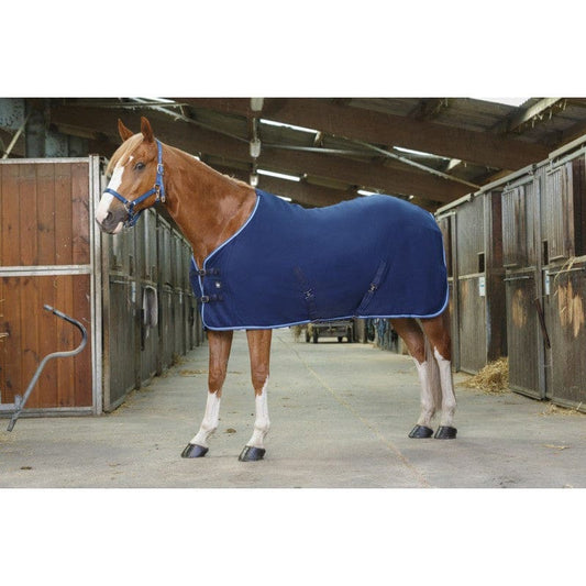 Boomerang Equestrian - Riding World Polar Fleece Rug Navy/Light Blue Binding