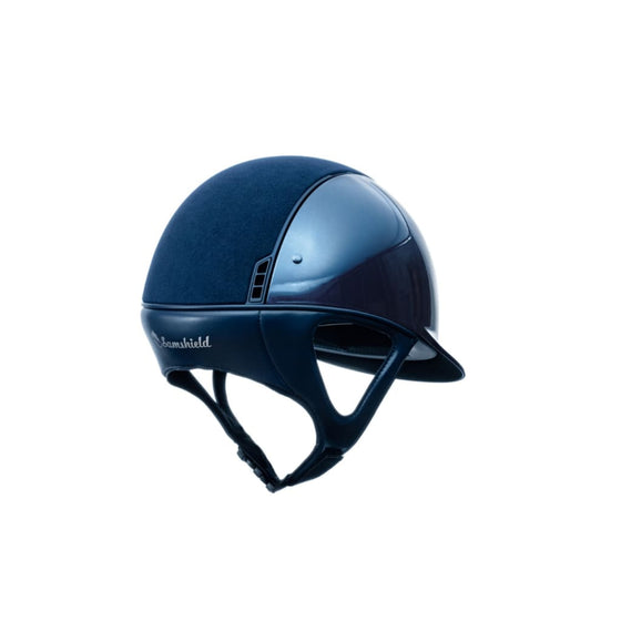 Samshield Limited Edition Matt Collection Standard Glossy Helmet Navy With Alcantara Top & 5 Crystal Metallic Blue Swarowski Crystals - M / 