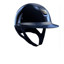  Samshield Miss Shield Navy Glossy Helmet With Shimmer Blue Top & Frontal Band Chrome Blue Trim and Chrome Black Blazon - Helmet